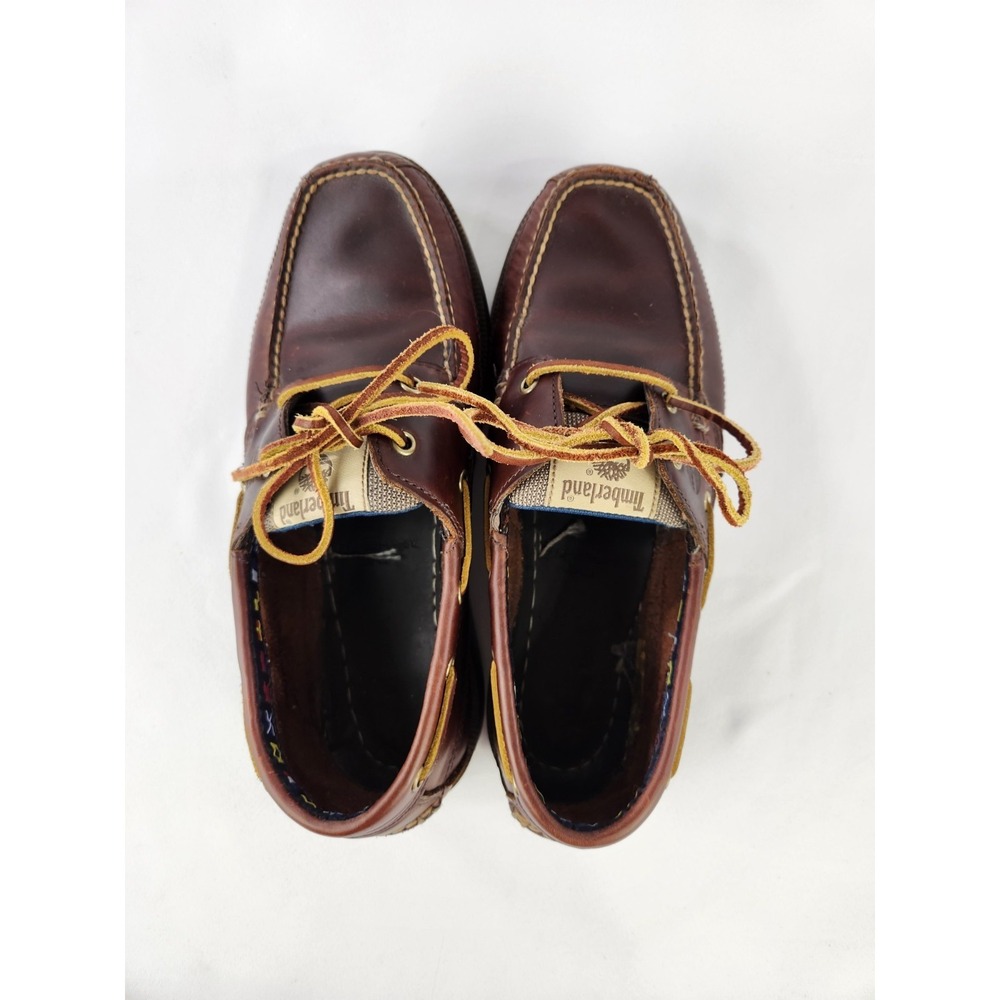 Timberland Classic 2 Eye Boat Shoes Men 9.5 Wide Brown Leather Deck Earthkeepers - Picture 16 of 16